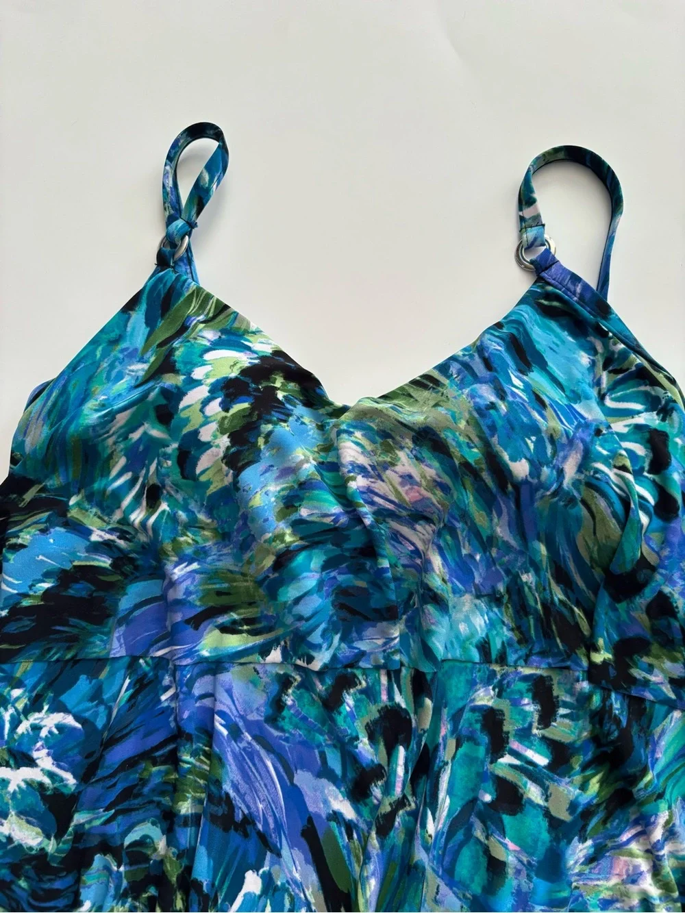 Magicsuit Swim Grace Tankini Top Wireless Blue Multi Chanticleer NWT